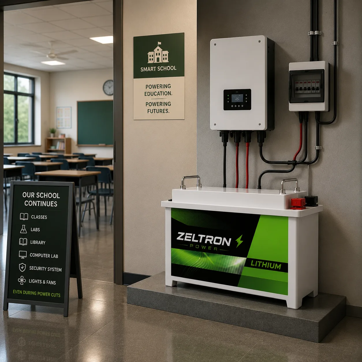 Educational Institutions: Zeltron Power lithium battery backup