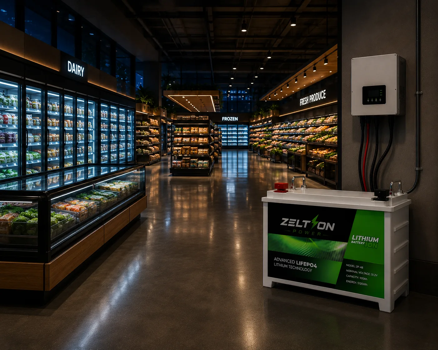 Retail & Supermarkets: Zeltron Power lithium battery backup